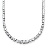 14k White Gold 9 7/8 carat Lab Grown Diamond VS/SI+ G+ Complete Round 18 inch Graduated Tennis Necklace
